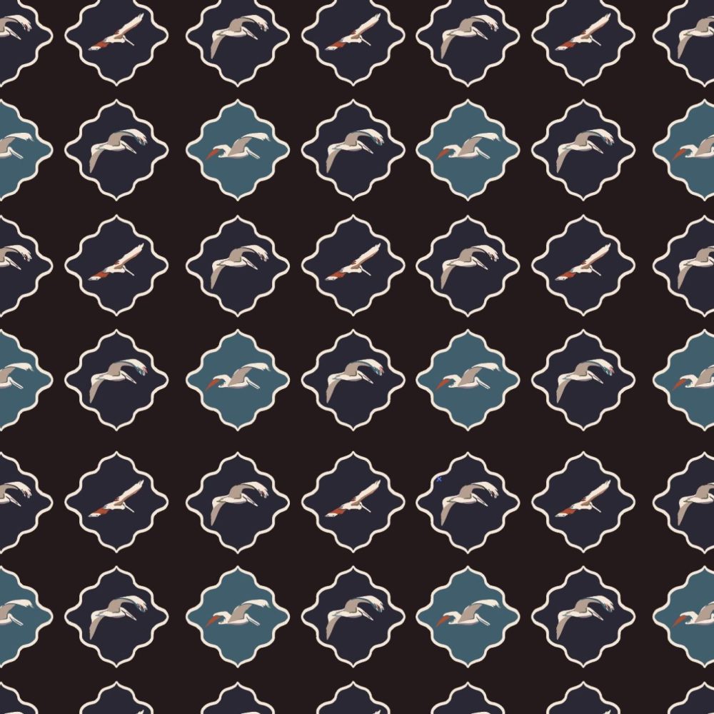 Brown Pelican wallpaper in Dark Navy